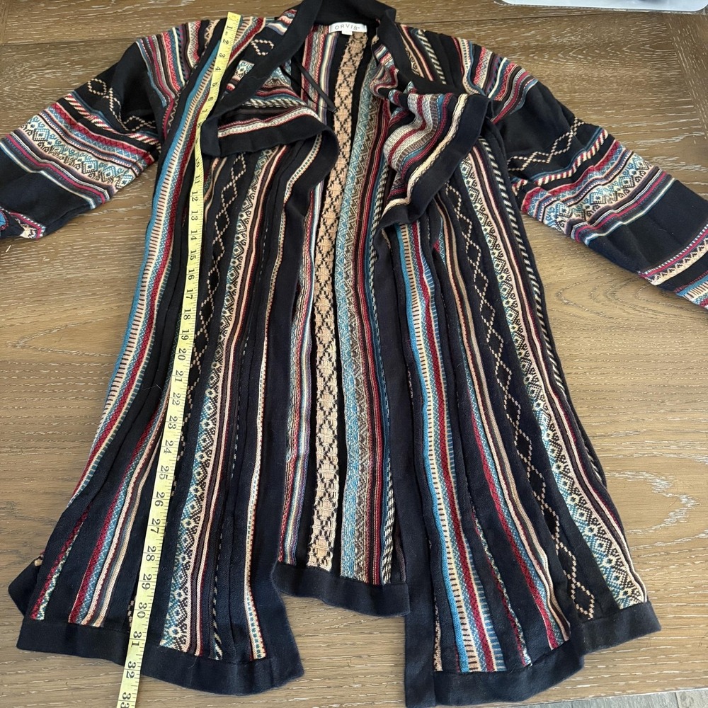 Orvis Cardigan Sweater Womens Large Multicolor Boho Striped Open Front Knit - Picture 8 of 8
